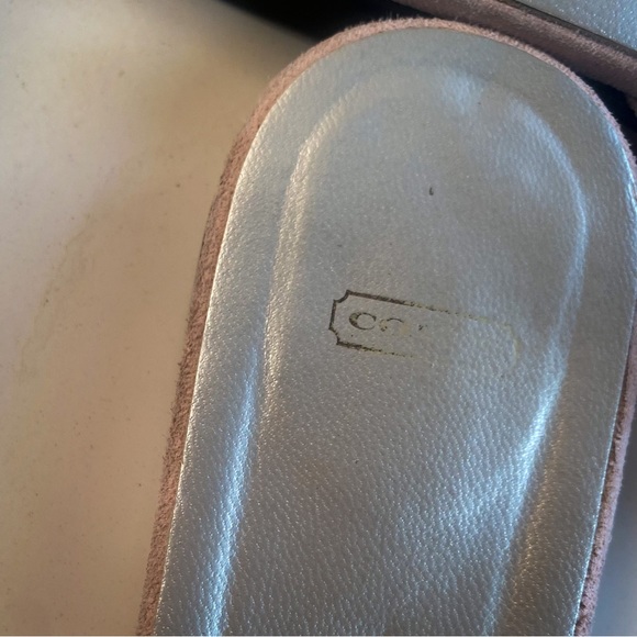 Coach Suede Slides with Low Stacked Wood Heel & Square Toe Ballet Pink Mules - Picture 5 of 8